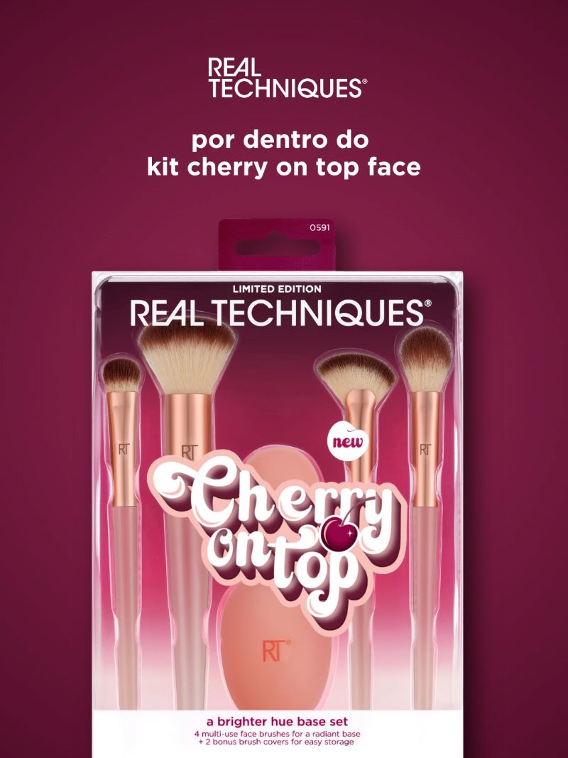 Real Techniques Cherry On Top A Brighter Hue Base Set 6pcs , Limited Edition Cherry On Top A Brighter Hue Base Set, Real Techniques Cherry On Top A Brighter Hue Base Kit ,Real Techniques ราคา ,Real Techniques รีวิว , Real Techniques แปรง 