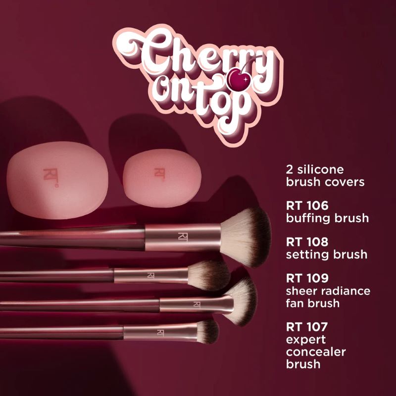 Real Techniques Cherry On Top A Brighter Hue Base Set 6pcs , Limited Edition Cherry On Top A Brighter Hue Base Set, Real Techniques Cherry On Top A Brighter Hue Base Kit ,Real Techniques ราคา ,Real Techniques รีวิว , Real Techniques แปรง 